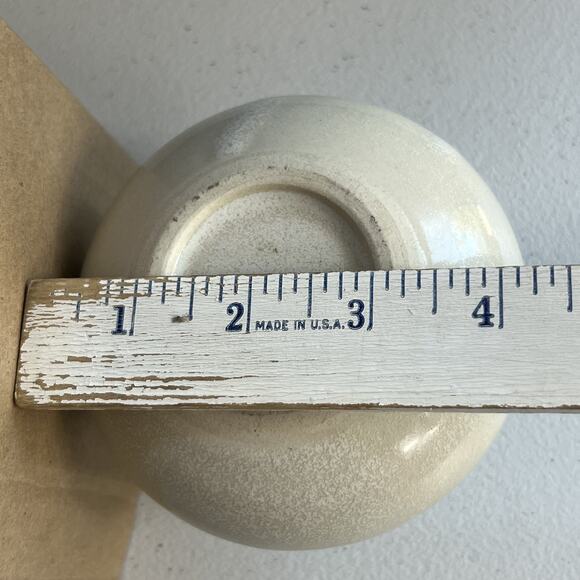 Pottery Decorative Vase Small Round Off White Yellow Flowers Glaze Home Decor - Picture 6 of 7